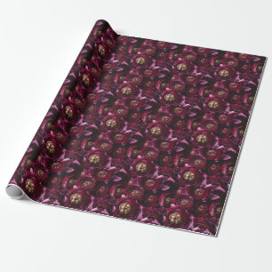 Papier Cadeau Ranunculus pourpre foncé, Gros Plan.