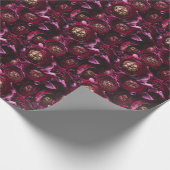 Papier Cadeau Ranunculus pourpre foncé, Gros Plan. (Coin)