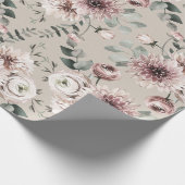 Papier Cadeau Ranunculus rose pâle Dahlias Eucalyptus Garden (Coin)