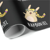 Papier Cadeau Rap-bun-zel Funny Bunny Pun Dark BG (Coin rond)
