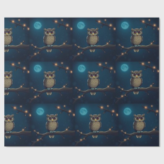 Papier Cadeau Rappage cadeau de hibou (Plat)