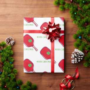 Papier Cadeau Raquette rouge et balle verte de Pickleball pour J