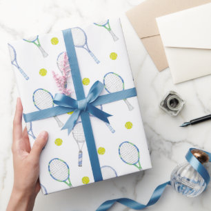Papier Cadeau Raquettes de tennis bleu aquarelle