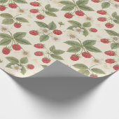 Papier Cadeau Raspberry Fruit Bunches with Leaves and Blossom (Coin)
