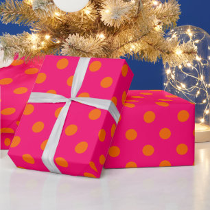 Papier Cadeau Raspberry Rose Orange Points DIY Couleurs