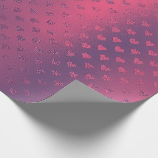 Papier Cadeau Raspberry rose Rouge Coeurs métalliques Fête des m (Coin)