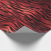 Papier Cadeau Raspberry Ruby Black Tiger Animal Red Metallic (Coin)
