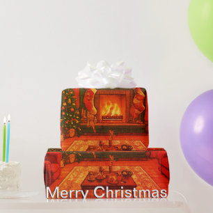 Papier Cadeau Rassemblement de famille de Noël cosy