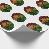 Papier Cadeau Rasta femme noire afro rouge jaune vert (Coin)