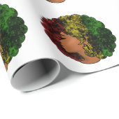 Papier Cadeau Rasta femme noire afro rouge jaune vert (Coin rond)