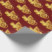 Papier Cadeau Rat chinois coupé en or avec fruit 2 Nouvel An W (Coin)