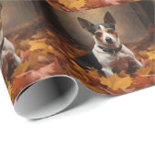 Papier Cadeau Rat Terrier à l'automne Feuilles automne Inspire (Coin rond)