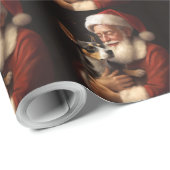 Papier Cadeau Rat Terrier Avec Noël Festif Du Père Noël (Coin rond)