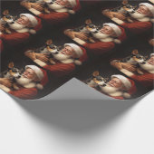 Papier Cadeau Rat Terrier Avec Noël Festif Du Père Noël (Coin)