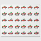 Papier Cadeau Rat Terrier Chien conduisant une voiture de Noël (Plat)