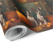 Papier Cadeau Rat Terrier Chiot Automne Citrouille délice (Coin rond)