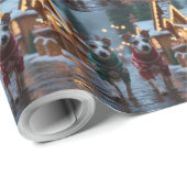 Papier Cadeau Rat Terrier Dogs Christmas Snow Holiday (Coin rond)