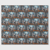 Papier Cadeau Rat Terrier Halloween Épouvantable (Plat)