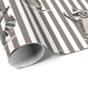 Papier Cadeau Raton laveur brun grande échelle pour artisanat ou
