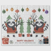 Papier Cadeau Ratons et arbres d'hiver Joyeuses vacances Noël (Plat)