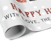 Papier Cadeau Ratons et arbres d'hiver Joyeuses vacances Noël (Coin rond)