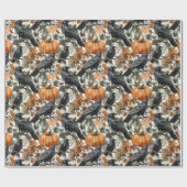 Papier Cadeau Raven Halloween Citrouilles Aquarelle Automne (Plat)