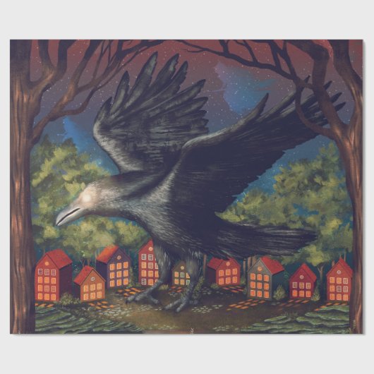 Papier Cadeau Raven Moonlight sorcières Halloween Nuit (Plat)