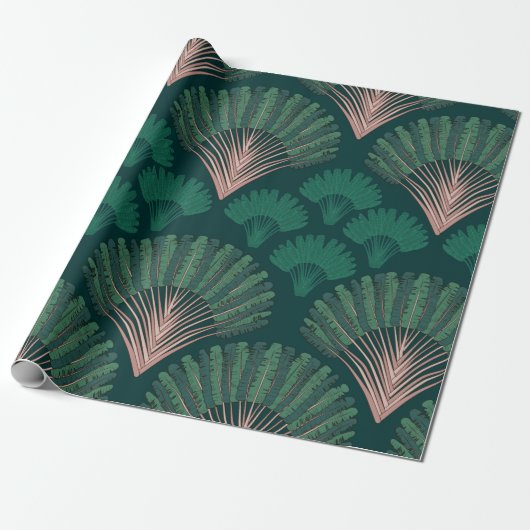 Papier Cadeau Ravenala madagascariensis motif sans soudure. Vint (Déroulé)