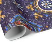 PAPIER CADEAU RAVENNA BYZANTINE MOSAÏQUES, ÉTOILES, NUIT BLEUE S (Coin rond)
