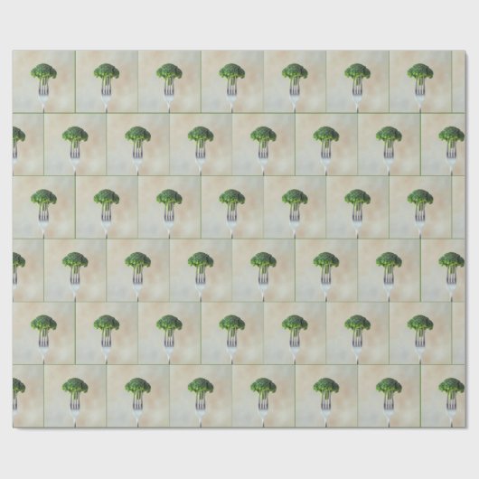 Papier Cadeau Raw Broccoli Floret On a Fork (Plat)