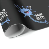 Papier Cadeau Rawr Nerve Funny Neuron Nerve Pun Dark BG (Coin rond)