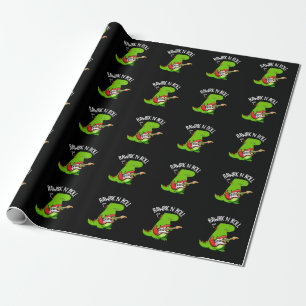 Papier Cadeau Rawrk Et Roll Funny Rocker Dinosaur Pun Dark BG