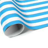 Papier Cadeau Rayé bleu (Coin rond)