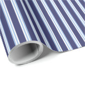 Papier Cadeau Rayé bleu (Coin rond)