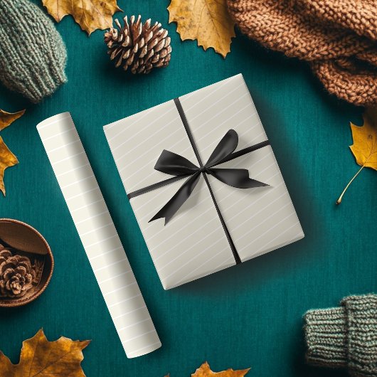 Papier Cadeau Rayé horizontal fin blanc perle