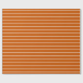 Papier Cadeau Rayé horizontal fin orange brûlé et blanc (Plat)