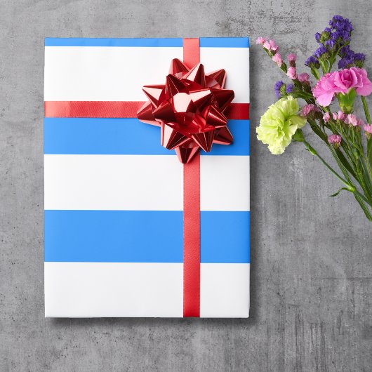 Papier Cadeau Rayé Horizontal Large Bleu Blanc des Dodgers