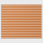 Papier Cadeau Rayé horizontal orange brûlé et blanc (Plat)