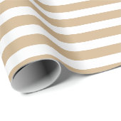 Papier Cadeau Rayé horizontal simple blanc et beige (Coin rond)