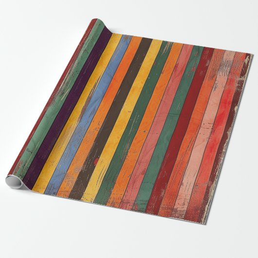 Papier Cadeau Rayé Rétro (Déroulé)