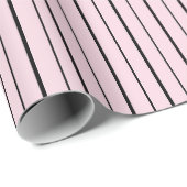 Papier cadeau rayé rose et noir (Coin rond)