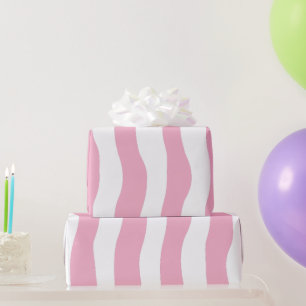 Papier Cadeau Raye rose tendance à rayures ondulées