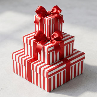 Papier Cadeau Rayé rouge et blanc