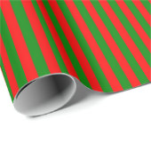 Papier cadeau rayé rouge et vert (Coin rond)