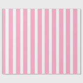 Papier cadeau rayé vertical rose et blanc (Plat)