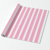 Papier cadeau rayé vertical rose et blanc (Déroulé)