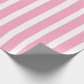 Papier cadeau rayé vertical rose et blanc (Coin)