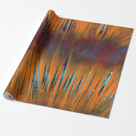 Papier Cadeau Rayons Abstraits multicolores orange (Déroulé)