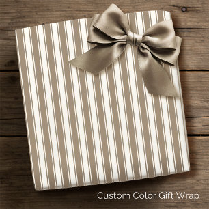 Papier Cadeau Rayure à carreaux vintage français taupe crème
