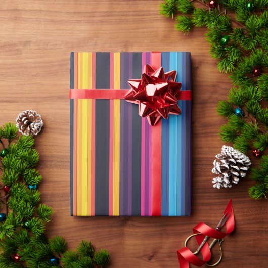 Papier Cadeau Rayure Abstraite Moderne Multicolore Vibrante (Cadeau de vacances)